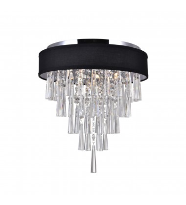 Franca 4 Light Drum Shade Flush Mount With Chrome Finish (5523C16C (Black)) - CWI Franca 4 Light Drum Shade Flush Mount With Chrome Finish (5523C16C (Black)) - CWI