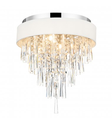 Franca 4 Light Drum Shade Flush Mount With Chrome Finish (5523C16C (Off White)) - CWI Franca 4 Light Drum Shade Flush Mount With Chrome Finish (5523C16C (Off White)) - CWI