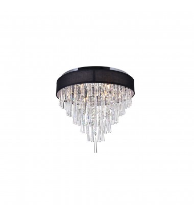  Franca 8 Light Drum Shade Flush Mount With Chrome Finish (5523C22C (Black)) - CWI