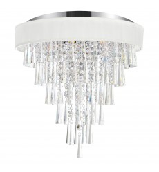  Franca 8 Light Drum Shade Flush Mount With Chrome Finish (5523C22C (Off White)) - CWI