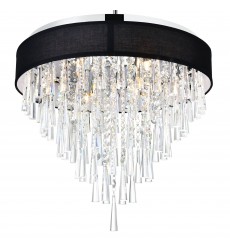  Franca 8 Light Drum Shade Chandelier With Chrome Finish (5523P22C (Black)) - CWI