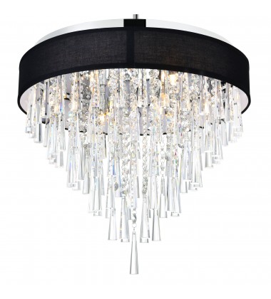  Franca 8 Light Drum Shade Chandelier With Chrome Finish (5523P22C (Black)) - CWI