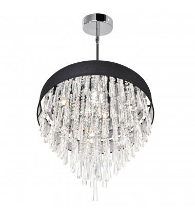  Franca 8 Light Drum Shade Chandelier With Chrome Finish (5523P22C (Black)) - CWI
