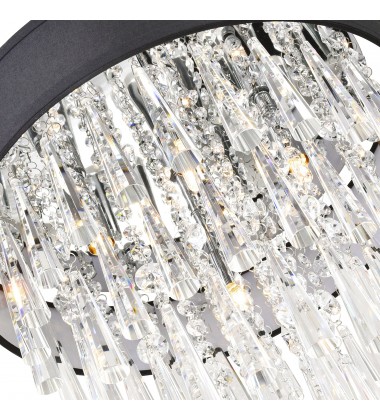  Franca 8 Light Drum Shade Chandelier With Chrome Finish (5523P22C (Black)) - CWI