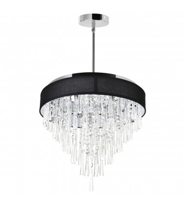  Franca 8 Light Drum Shade Chandelier With Chrome Finish (5523P22C (Black)) - CWI