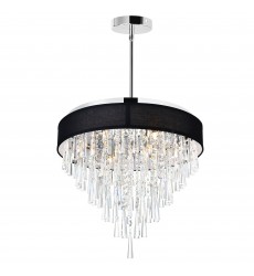  Franca 8 Light Drum Shade Chandelier With Chrome Finish (5523P22C (Black)) - CWI