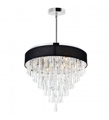  Franca 8 Light Drum Shade Chandelier With Chrome Finish (5523P22C (Black)) - CWI