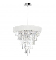  Franca 8 Light Drum Shade Chandelier With Chrome Finish (5523P22C (Off White)) - CWI