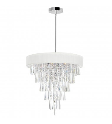  Franca 8 Light Drum Shade Chandelier With Chrome Finish (5523P22C (Off White)) - CWI