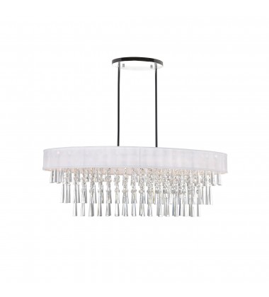  Franca 8 Light Drum Shade Chandelier With Chrome Finish (5523P38C-O (Off White)) - CWI