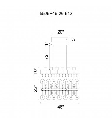  Montoya 26 Light Up Chandelier With Pearl Black Finish (5526P46-26-612) - CWI