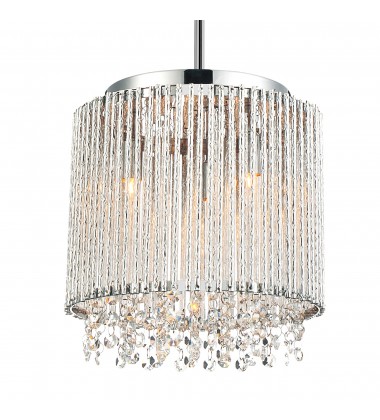  Claire 3 Light Drum Shade Mini Pendant With Chrome Finish (5535P10C-R) - CWI