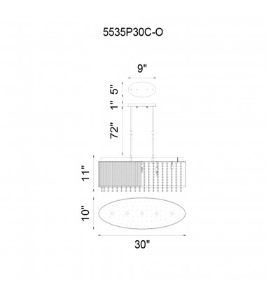  Claire 5 Light Drum Shade Chandelier With Chrome Finish (5535P30C-O) - CWI