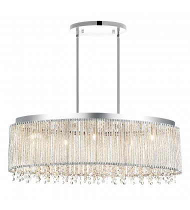  Claire 5 Light Drum Shade Chandelier With Chrome Finish (5535P30C-O) - CWI