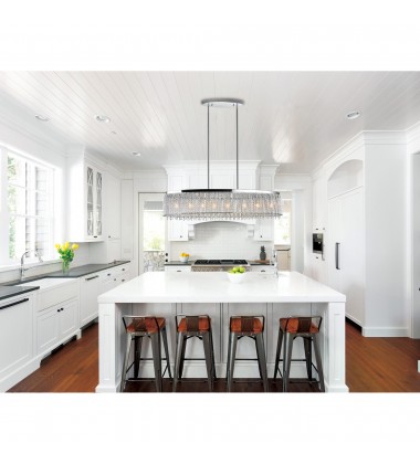  Claire 7 Light Drum Shade Chandelier With Chrome Finish (5535P46C-O) - CWI