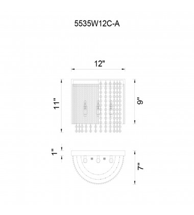  Claire 3 Light Wall Sconce With Chrome Finish (5535W12C-A) - CWI