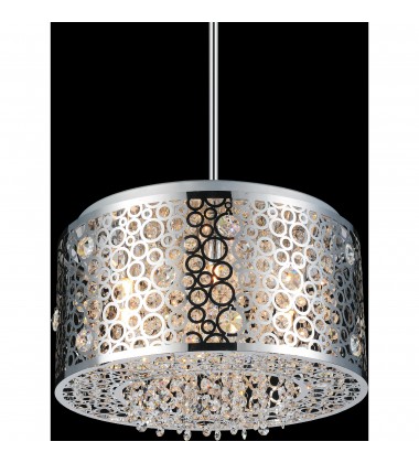  Bubbles 6 Light Drum Shade Chandelier With Chrome Finish (5536P16ST) - CWI