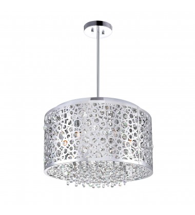  Bubbles 6 Light Drum Shade Chandelier With Chrome Finish (5536P16ST) - CWI