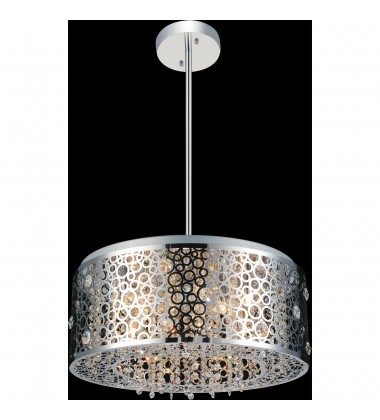  Bubbles 7 Light Drum Shade Chandelier With Chrome Finish (5536P20ST) - CWI