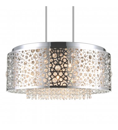  Bubbles 9 Light Drum Shade Chandelier With Chrome Finish (5536P24ST) - CWI