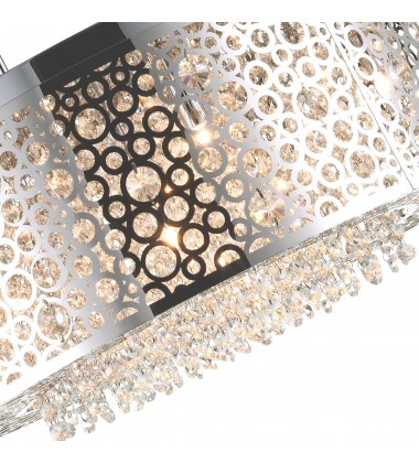  Bubbles 9 Light Drum Shade Chandelier With Chrome Finish (5536P24ST) - CWI