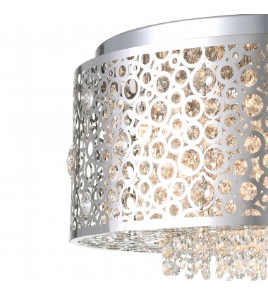  Bubbles 9 Light Drum Shade Chandelier With Chrome Finish (5536P24ST) - CWI