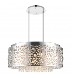  Bubbles 9 Light Drum Shade Chandelier With Chrome Finish (5536P24ST) - CWI