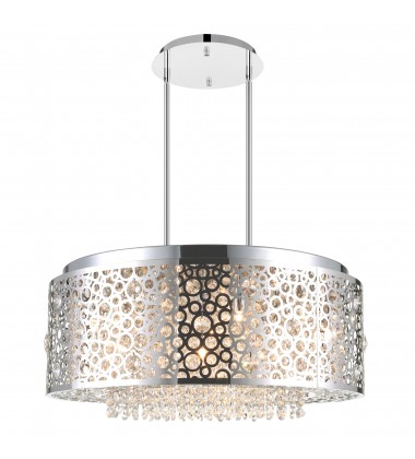  Bubbles 9 Light Drum Shade Chandelier With Chrome Finish (5536P24ST) - CWI