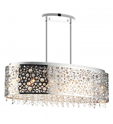 Bubbles 11 Light Drum Shade Chandelier With Chrome Finish Bubbles 11 Light Drum Shade Chandelier With Chrome Finish (5536P30ST-O) - CWI