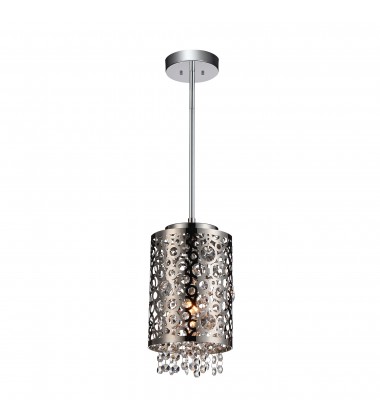  Bubbles 1 Light Drum Shade Mini Pendant With Chrome Finish (5536P6ST-R) - CWI