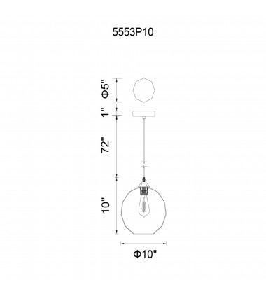  Glass 1 Light Down Mini Pendant With Smoke Finish (5553P10-Smoke) - CWI