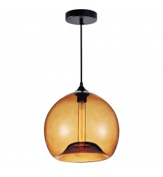 Glass 1 Light Down Mini Pendant With Amber Finish Glass 1 Light Down Mini Pendant With Amber Finish (5553P12- Amber) - CWI