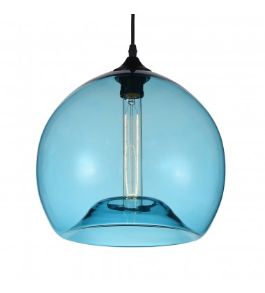  Glass 1 Light Down Mini Pendant With Blue Finish (5553P12- Blue) - CWI