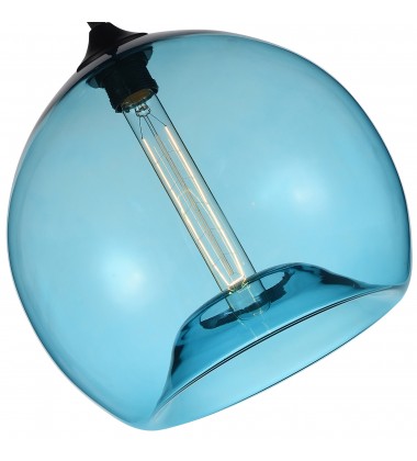  Glass 1 Light Down Mini Pendant With Blue Finish (5553P12- Blue) - CWI