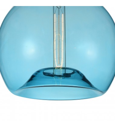  Glass 1 Light Down Mini Pendant With Blue Finish (5553P12- Blue) - CWI