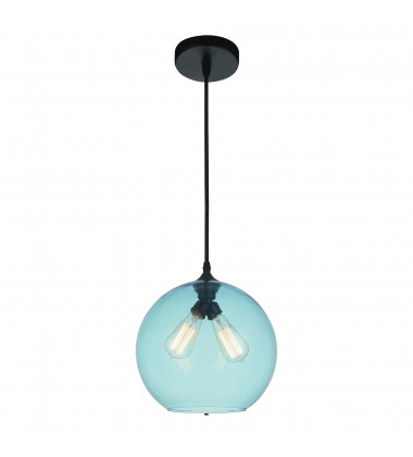 Glass 2 Light Down Mini Pendant With Blue Finish (5553P12 - Blue (2L)) - CWI Glass 2 Light Down Mini Pendant With Blue Finish (5553P12 - Blue (2L)) - CWI