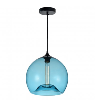  Glass 1 Light Down Mini Pendant With Blue Finish (5553P12- Blue) - CWI