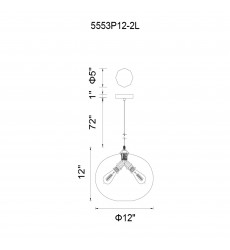  Glass 2 Light Down Mini Pendant With Clear Finish (5553P12 - Clear (2L)) - CWI