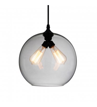  Glass 2 Light Down Mini Pendant With Smoke Finish (5553P12 - Smoke (2L)) - CWI