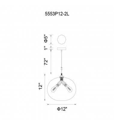 Glass 2 Light Down Mini Pendant With Smoke Finish (5553P12 - Smoke (2L)) - CWI