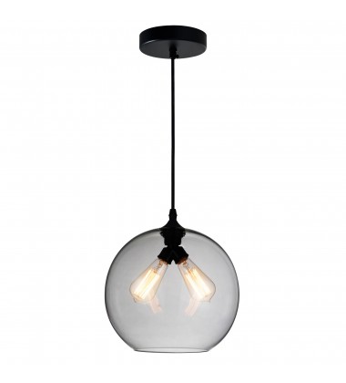  Glass 2 Light Down Mini Pendant With Smoke Finish (5553P12 - Smoke (2L)) - CWI