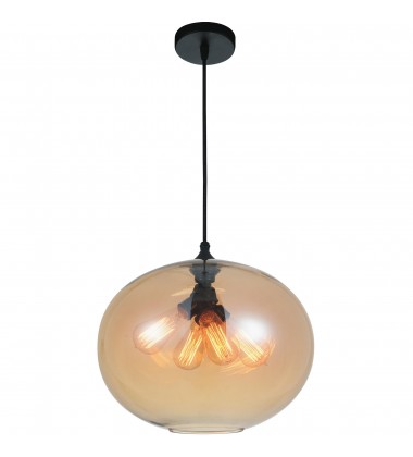  Glass 4 Light Down Pendant With Amber Finish (5553P16 -Amber) - CWI