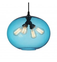  Glass 4 Light Down Pendant With Blue Finish (5553P16 -Blue) - CWI