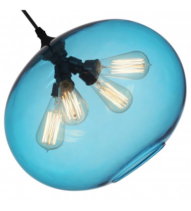  Glass 4 Light Down Pendant With Blue Finish (5553P16 -Blue) - CWI