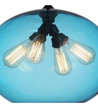  Glass 4 Light Down Pendant With Blue Finish (5553P16 -Blue) - CWI