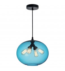  Glass 4 Light Down Pendant With Blue Finish (5553P16 -Blue) - CWI