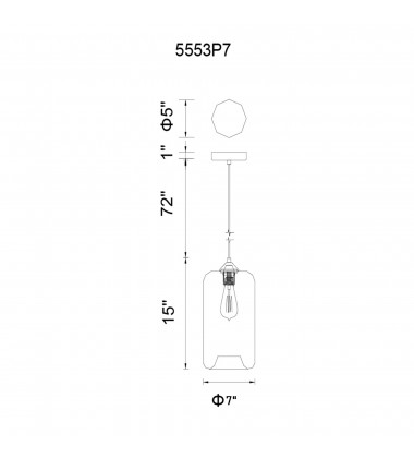  Glass 1 Light Down Mini Pendant With Clear Finish (5553P7-Clear) - CWI