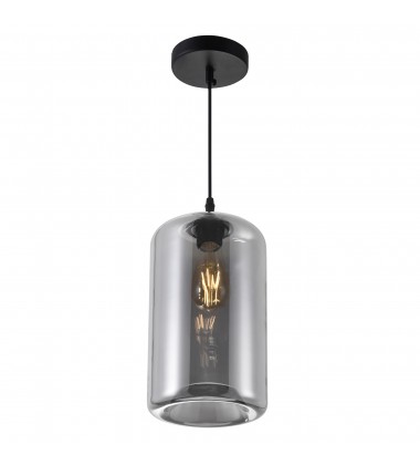  Glass 1 Light Down Mini Pendant With Smoke Finish (5553P7-Smoke) - CWI