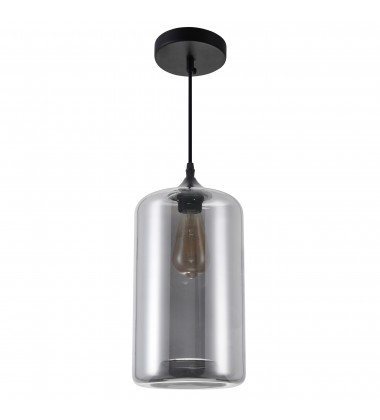  Glass 1 Light Down Mini Pendant With Smoke Finish (5553P7-Smoke) - CWI