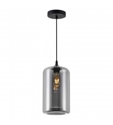  Glass 1 Light Down Mini Pendant With Smoke Finish (5553P7-Smoke) - CWI